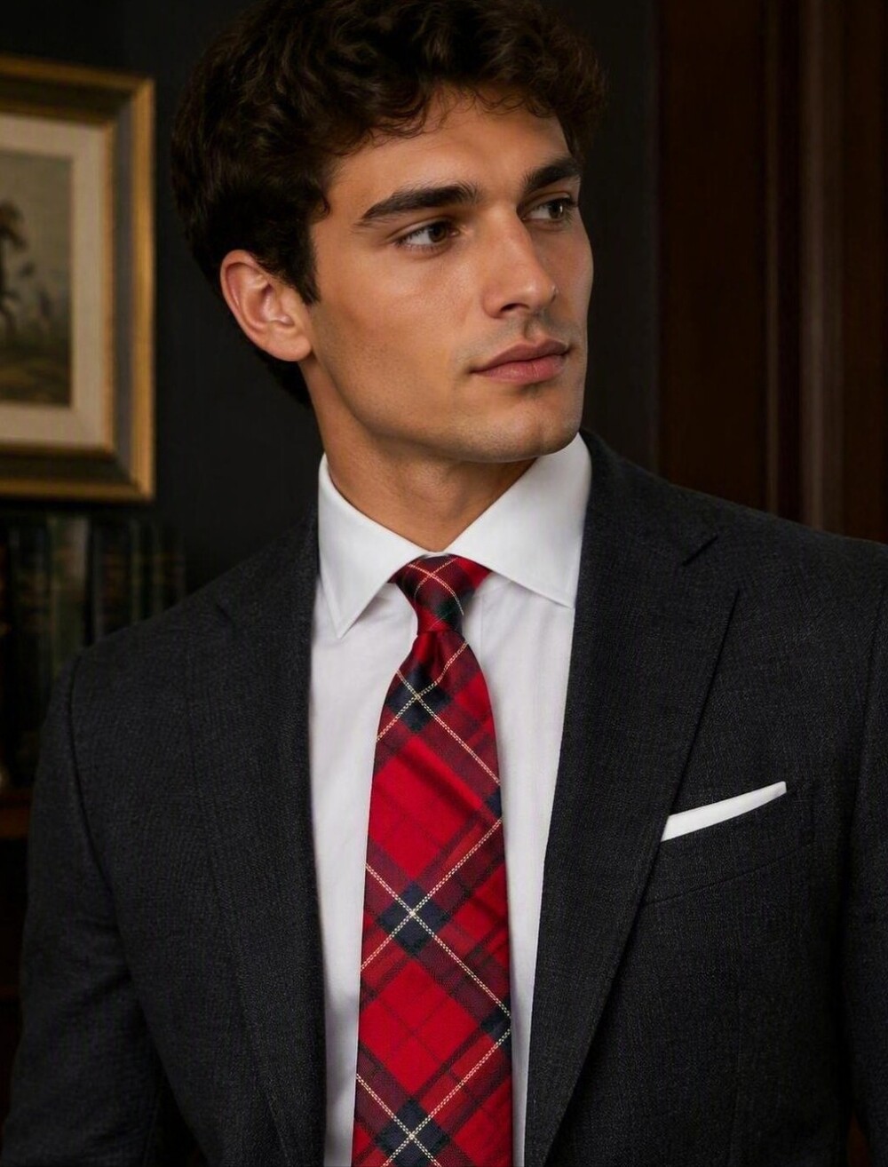Vintage Lochcarron of Scotland Inverness District Tartan Wool Tie | Red Plaid